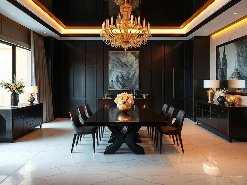 Luxury dining room with warm modern details
